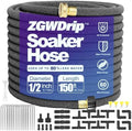 150FT 1/2" Water-Saving Soaker Hose with Solid Brass Connectors, Drip Irrigation Kit for Lawn & Landscaping with Metal Ground Stake & Accessory Kit by Unknown