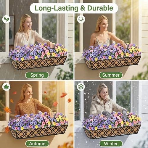 Y&M 6-Pack 30 Inch Railing Planter Boxes, Hanging Balcony Planter, Adjustable Deck Railing Planter Box, Metal Window Boxes Outdoor for Fence, Porch - Image 5