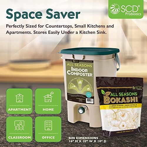 All Seasons Indoor Composter Starter Kit - Two Family-Sized Composting Bins for Kitchen Countertop and Bokashi Bran Starter 5 lb (2 gallons), Easily Compost Food After Every Meal, Odor Free - Image 4