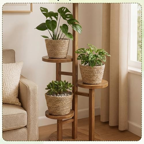 AceOrbit 12 Pcs Wicker Plant Basket Bulk with Liners Woven Planter Baskets Bulk for Indoor Outdoor Seagrass Plants Woven Wicker Baskets for Flower Pots Cover and Room Decor (Medium,Rustic) - Image 6