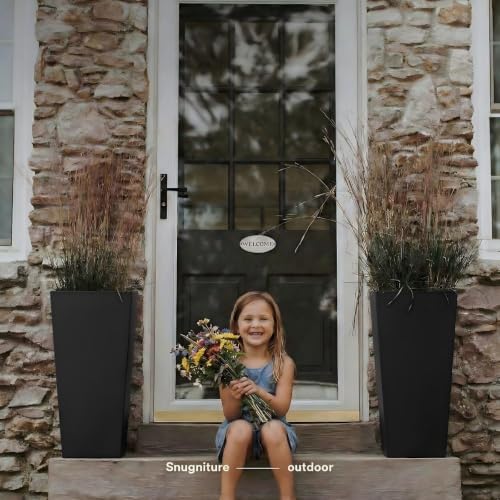 SnugNiture Taper Tall Planters 30 Inch Set of 2, Large Planter for Indoor Outdoor Plants, Modern Flower Pot Containers Large Decorative Tree Planter, Black - Image 2