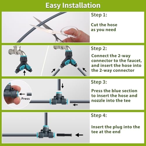 200FT 1/4" Quick-Connect Drip Irrigation System Kit, Automatic Garden Watering System with 32 Pcs Adjustable Spray Nozzles for Garden, Greenhouse, Yard, Lawn - Image 6
