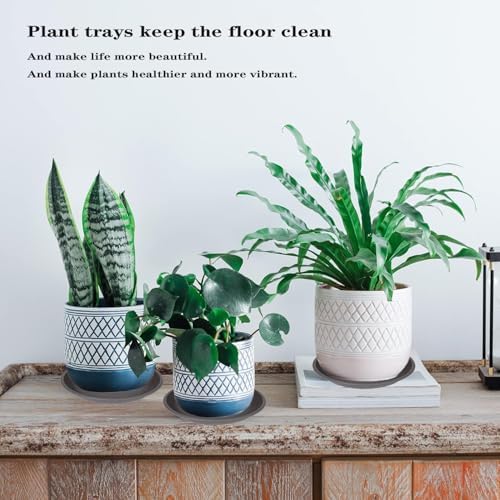 5 Pack of 14 inch Plant Saucer, Large Plant Tray, Heavy Sturdy Plant Drainage Tray for Indoors, Bird Bath Bowls, Sturdy Plastic Pot Tray for Planter (Brown) - Image 5