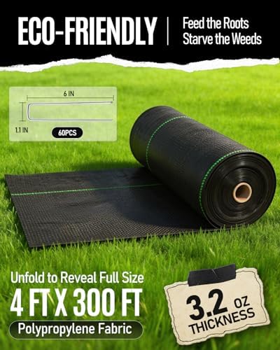 joyhalo 4ft x 300ft Heavy Duty Weed Barrier Fabric, 3.2oz Woven Geotextile - Image 5