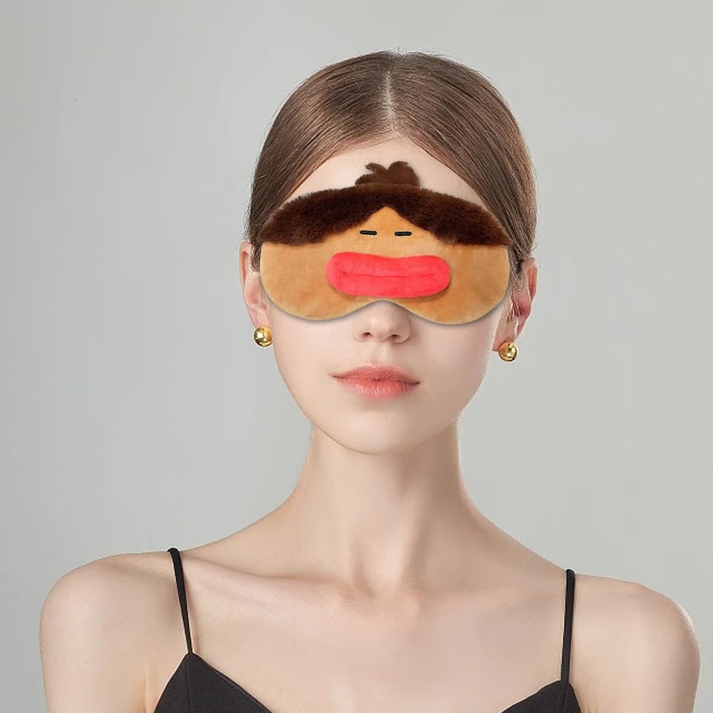 PERFECTSIGHT Sleep Eye Masks, Cute Plush Sleep Eye Cover Lightweight Adjustable Eyeshade Faux Fur Mask Cover for Women Men Sleep Travel Nap, Girl Braid