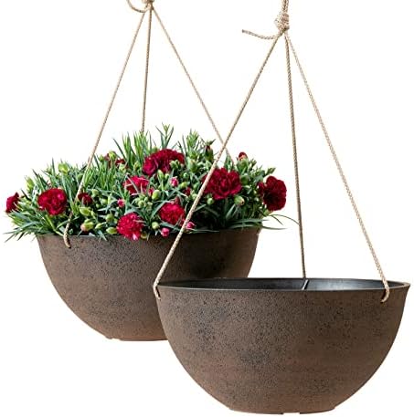 LA JOLIE MUSE Hanging Planter Baskets for Outdoor Plants, Set of 2, 13 Inch by LaJol%C3%ADeMuse