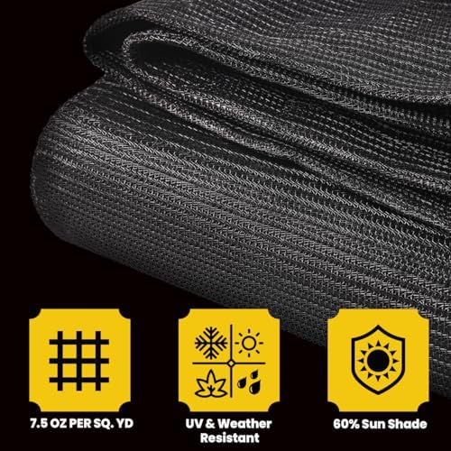 Core Tarps 60% Black Shade Cloth with Grommets - 5 X 20 FT Heavy Duty Mesh Tarp - Sun Shade Cloth for Garden Vegetables Plants Greenhouse Outdoors Backyard Fences Dump Trucks Patio Mesh Shade Tarp - Image 5