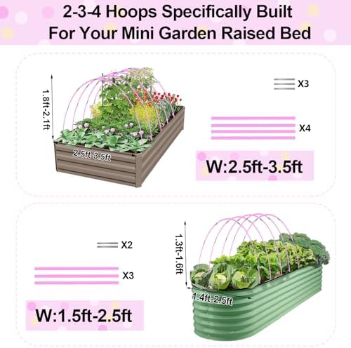 Garden Hoops 120pcs, Sunwuk Greenhouse Hoops for 1-3.5ft Wide Raised Bed, 30 Sets of 5.6ft Long Super Bendable Fiberglass Rods, Raised Planter Box Kit and Mini Greenhouse for Row Cover (S Size) - Image 3
