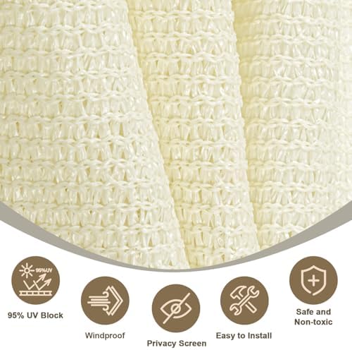 LOVE STORY 10x12 FT Sun Shade Cloth with Grommets for Patio, Butter Cream - Image 4