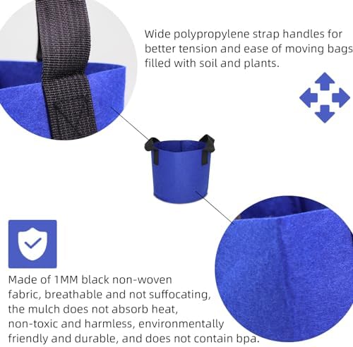Grow Bags,Growing Pot Bags Garden Grow Bag Indoor Outdoor Fabric Aeration Plant Pot Container Flower Vegetable Pouch (Dark Blue,7 Gallon) - Image 6