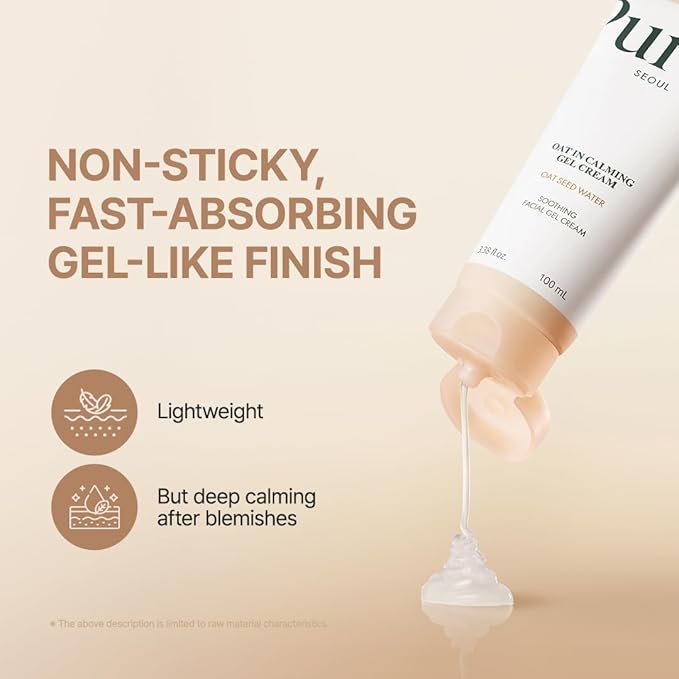 PURITO Oat In Calming Gel Cream, 77% Oat Seed Water Lightweight Water-Gel Face Moisturizer, Non-Comedogenic, Fragrance-Free, Vegan Korean Skincare, Sensitive & Blemish-Prone Skin, 100 mL
