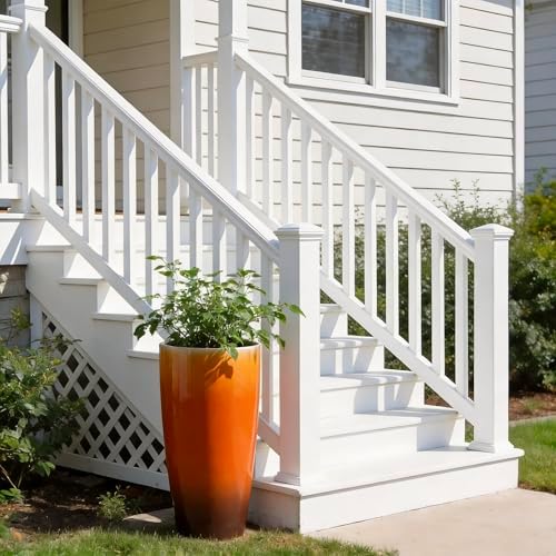 21 inch Tall Planters for Outdoor & Indoor Plants, Set of 2 Large Outdoor Planters for Porch, Tall Planter (Orange) - Image 7