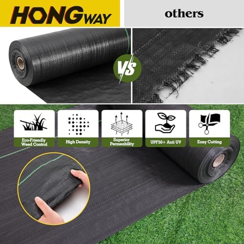 HongWay 6FT x 100FT Weed Barrier Fabric, Landscape Fabric with 40 Staples - Image 5