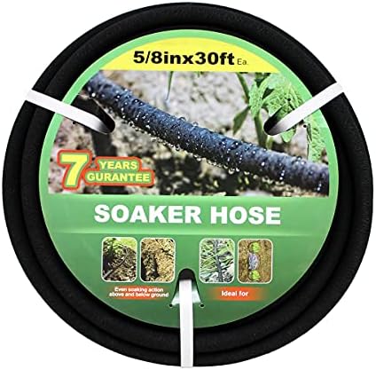 Taisia 5/8" Soaker Hose 30 ft Round Rubber Garden Soaker Hoses, Heavy Duty Drip Hose for Watering Irrigation, Water Seeper Soaker Hoses for Garden, Lawn and Plants by Taisia