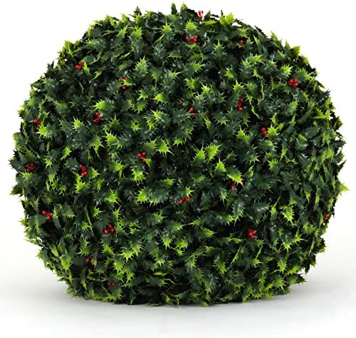 3rd Street Inn Topiary Ball - 19" Artificial Topiary Plant - Indoor/Outdoor Artificial Plant Ball (1, Holly) by 3rdStreetInn
