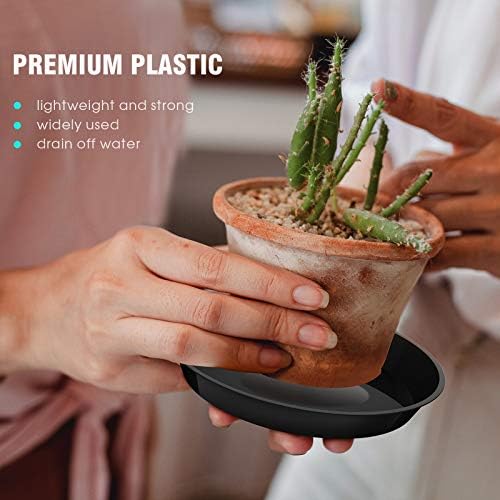 6 Pack Plant Saucer 4 6 8 10 12 14 16 18 20 22 Inch Plastic Plant Tray, Sturdy and Durable Flower Pot Container Accessories Plant Pot Saucers for Indoor and Outdoor (8 Inch, Black) - Image 4