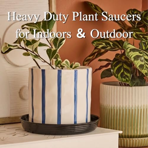 10Pack Plant Saucer 9 inch, Heavy Duty Flower Pot Saucers, Plant Pot Saucers Bulk, 1.5'' Deeper Plant Trays for Pots Durable Drip Trays for Potted Plants, Plant Saucers for Outdoors and Indoors - Image 5