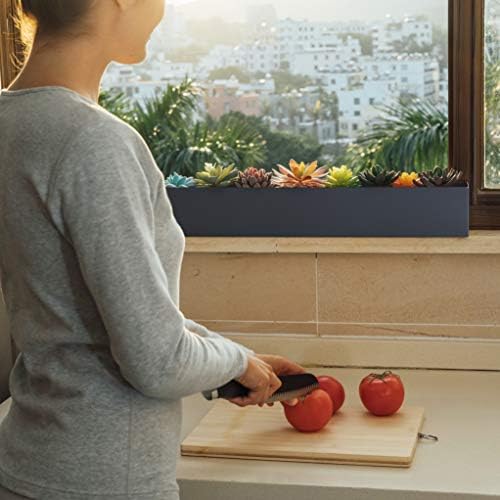 DR&Co Modern Grey Rectangle Planter Box, 32" Metal Planter Perfect for Succulent, Narrow Box for Table or Window Sill, Rectangular Stainless Steel Long - Image 7