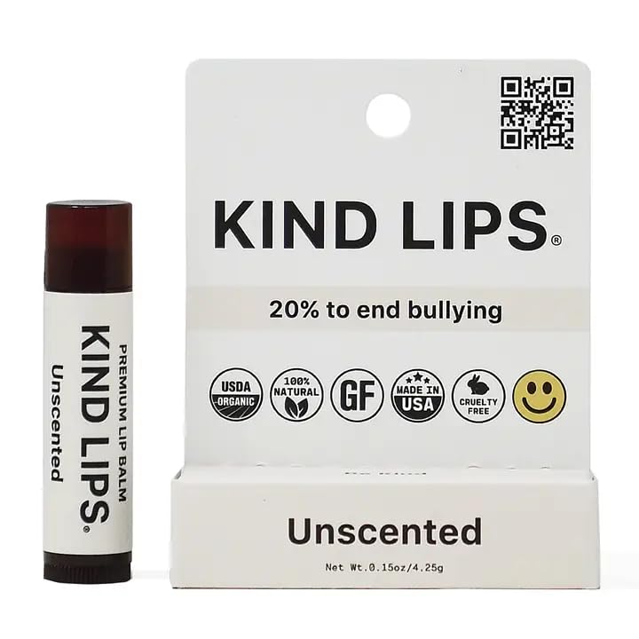 Unscented Lip Balm – Hydrating & Moisturizing with Organic Ingredients | Natural Lip Care for Dry, Sensitive Lips | Olive Oil, Gluten & Grain Free | Clean Beauty | Kind Lips Single Tube