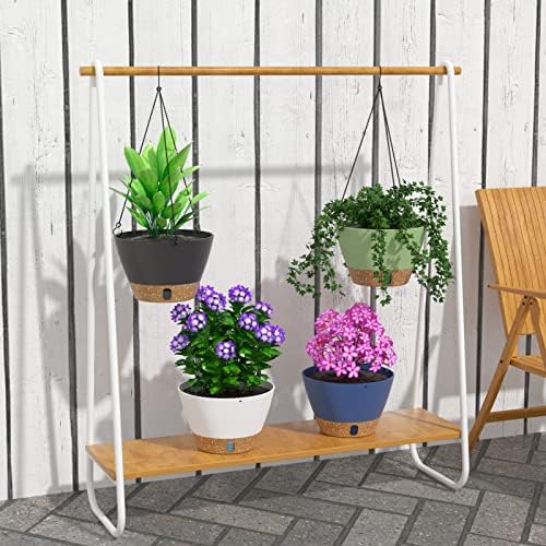 ZMTECH 2 Pack 10 Inch Hanging Baskets for Plants Outdoor Indoor, Modern Blue Planters with Water Level Window & Metal Chain for Balcony Patio Garden Home Decor - Image 6