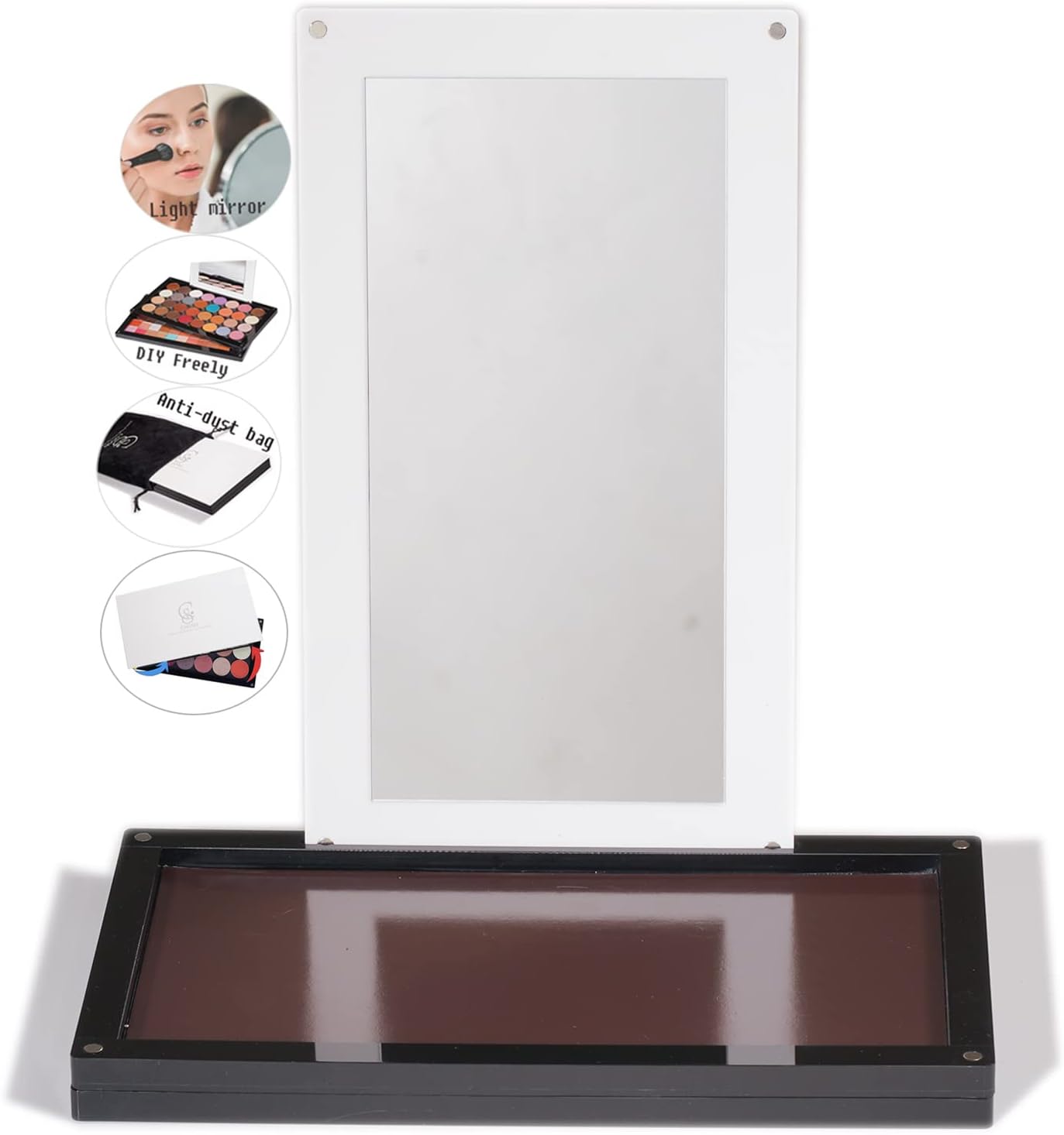 Arcylic Empty Magnetic Eyeshadow Palette Makeup Palette with Mirror stackable Makeup magnetic palette empty 2 layers overlap (dABL2) with a bag of metal sticker