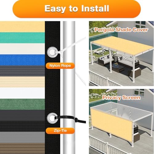 Artpuch Outdoor Pergola Shade Cover 6x22 FT Sun Shade Cloth with Grommets Sand 90% UV Protection Canopy Patio Privacy Screen (Customized Available) - Image 5