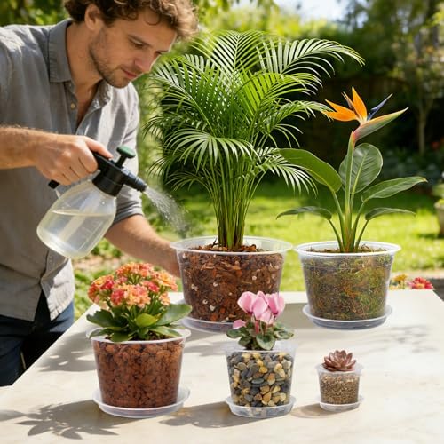 12/10/8/6/4 Inch Clear Nursery Pots with Drainage and Saucers, 20 Pack Large Clear Plastic Nursery Pots for Plants, Seedling Plant Pots for Repotting and Growing Plants, Flowers & Vegetables - Image 6