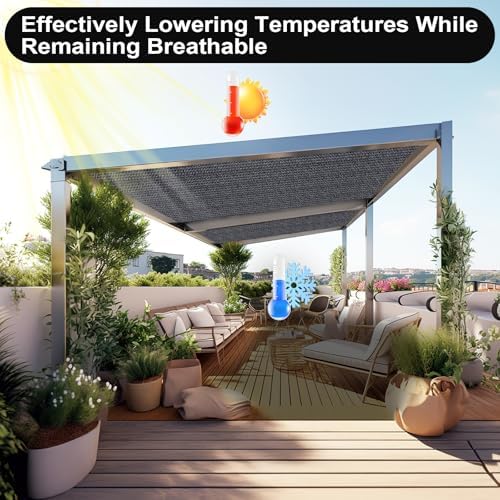 Artpuch 90% Sun Shade Cloth, 8 x 12 FT Pergola Shade Cover Canopy with Grommets, Sun Screen Fabric Tarp for Patio, Outdoor, Garden, Backyard, Dark Grey - Image 6