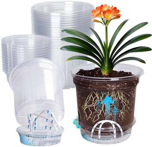 MIXC 12 Pack 6.5 Inch Self Watering Pots for Indoor Plants-Clear Plastic by MIXC