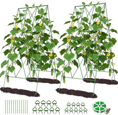 DoCred 39.4" H Cucumber Trellis, 2 Pack Foldable A Frame Garden Trellis by DoCred