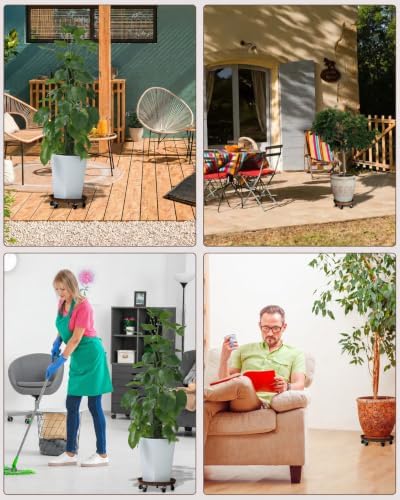 20" Metal Rolling Plant Caddy with Wheels, Indoor Outdoor, 2-Pack Bronze - Image 5