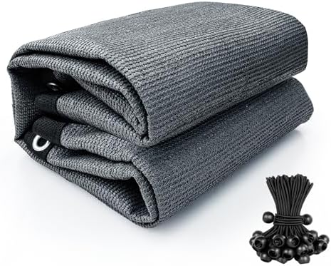 Shatex 90% Sun Shades for Patios 6X 10 ft Shade Fabric Sun Shade Cloth Taped Edge with Grommets Sun-Block Mesh Shade for Pergola Cover Canopy Grey, 12 Bungee Balls by Shatex