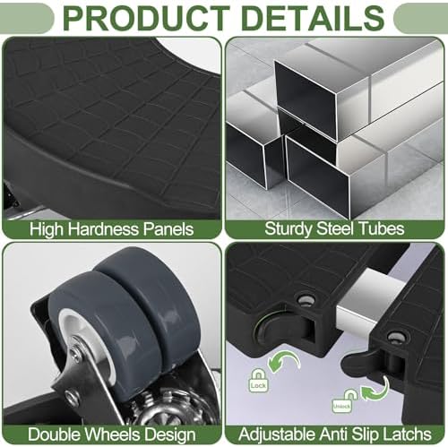 Plant Caddy Stand with 360° Wheels Adjustable 15-22 Inch Rolling Plant Stand Heavy Duty Large Plant Cart Dolly with Casters 440lbs Capacity for Large Planter, Garden Pot, Flower Pot, Black, 1 Pack - Image 3