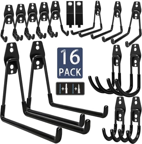 KOFANI Steel Garage Storage Hooks-16 Pack Black Heavy Duty Wall Mount Hooks by KOFANI-USDirect