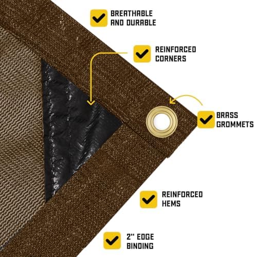 Core Tarps 60% Brown Shade Cloth with Grommets - 30 X 30 FT Heavy Duty Mesh Tarp - Sun Shade Cloth for Garden Vegetables Plants Greenhouse Outdoors Backyard Fences Dump Trucks Patio Mesh Shade Tarp - Image 3