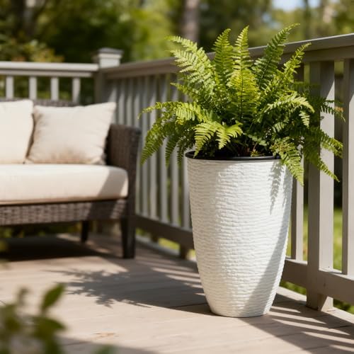 Worth 21" H White Tall Planters with Inside Pots, 2-Pack Large Plant Pots - Image 3