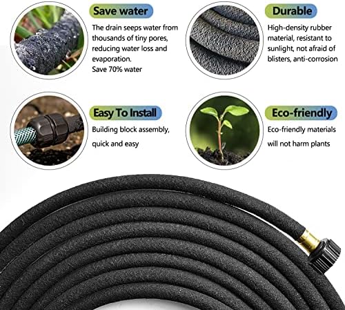 Soaker Hose 100 Ft for Garden Beds with Fittings Kit, 1/2’’ Soaker Hose for Foundation Watering, Heavy Duty Water Saving Drip Hoses for Lawn, Landscaping, Garden(100 FT) - Image 3