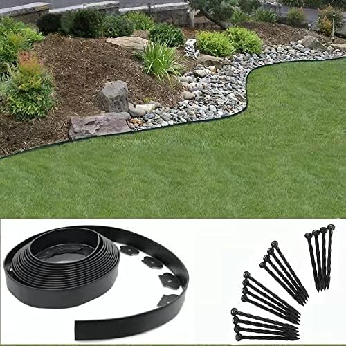 Garden Edging，20ft Landscape Edging with 20 Spikes for Lawn 2 Inch Tall(Black, 20FT) - Image 7