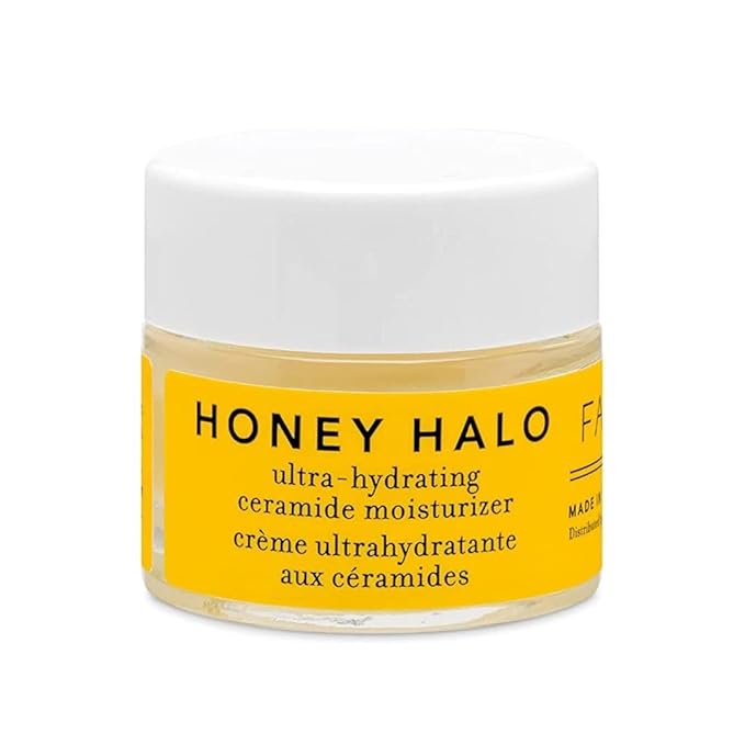 Farmacy Ceramide Face Moisturizer - Honey Halo Ultra Hydrating Facial Moisturizer with Buckwheat Honey + Ceramides - Helps Restore Barrier + Replenish Dryness - Plumping Skin Care for Dry Skin (9ml)