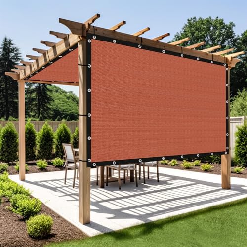Shade&Beyond Customized Size 8' X 16' Shade Cloth with Grommets, 90% UV Protection UV Protection Mesh Tarp Sun Screens for Patio GN01, Rust Red by ShadeBeyond