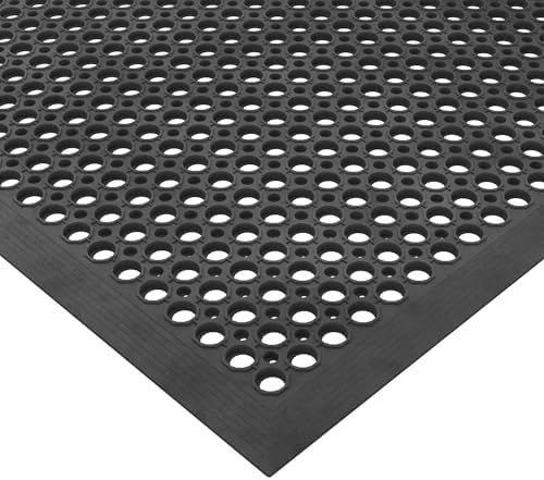 Ottomanson Heavy Duty Rubber Floor Mat – Non-Slip, Waterproof, Easy to Clean – Anti-Fatigue Mat for Commercial Kitchens, Restaurants, Workshops – Oil Resistant, Hose Washable – 36" x 60", Black by Ottomanson