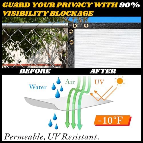 Royal Shade Custom Size 6' x 153' White Fence Privacy Screen Windscreen Cover Netting Mesh Fabric Cloth - Cable Zip Ties Included (We Make Custom Size) - Image 3