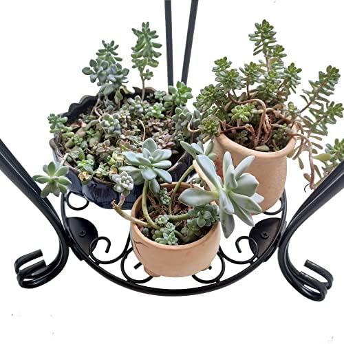 CASIMR 2 Tier Plant Stand, 19.2 inch Tall Metal Potted Holder Rack,Indoor Outdoor Multiple Flower Pot Shelf Rustproof Iron Garden Container for Garden Patio Living Room Corner Balcony, Black - Image 6