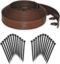 EasyFlex Tall Wall No-Dig Landscape Edging with Anchoring Spikes, 2.5 in. Tall Straight Top Plastic Garden Border with Woodgrain Texture, 40 Foot Kit, Brown (3220BRE-40C) by EasyFlexLandscapeProducts