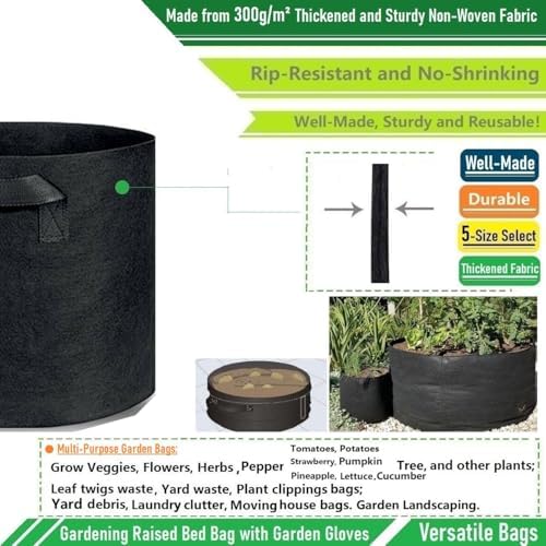 400 Gallon Big Raised Garden Bed Bag (70x24 inch) Large Plant Grow Bag for Tomato,Potato Planter,Herbs Veggies Planter,Flower Bed,Plant Container,Yard Waste,Lawn Debris,Leaf Bag with Gardening Gloves - Image 5