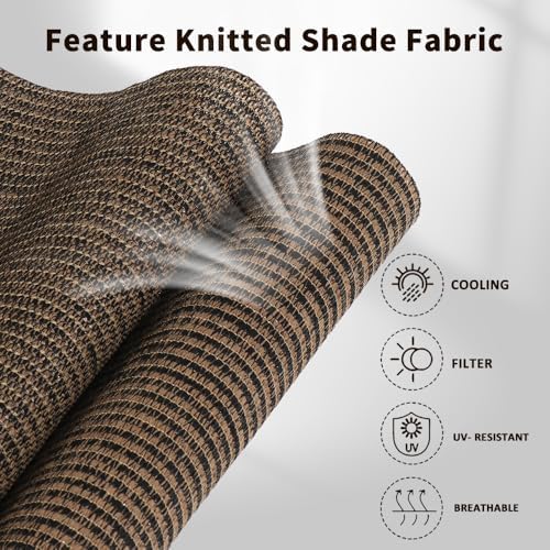 SMONTER Outdoor Sunshade Roller Shade 6'W x 6'H (72" Wx72 H), Exterior Cordless Roll Up Shades Blinds, UV Protection Shade Cloth with Crank Operation for Outside Windows Patio Porch Gazebo, Mocha - Image 3