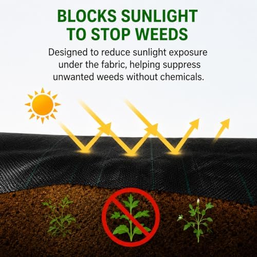 HOOPLE 4FT*100FT Premium Landscape Fabric Weed Barrier, Durable & Heavy-Duty, Thick Weed Barrier Fabric, Easy Setup & Superior Weed Control (4ft*100ft fold) - Image 5