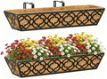 Y&M Deck Railing Planter Boxes, Adjustable Balcony Planter for Outdoor Plants, Metal Railing Planter Box for Deck, Fence and Porch, Window Boxes Outdoor, Sturdy Hanging Planter-24inch 2pcs by YM