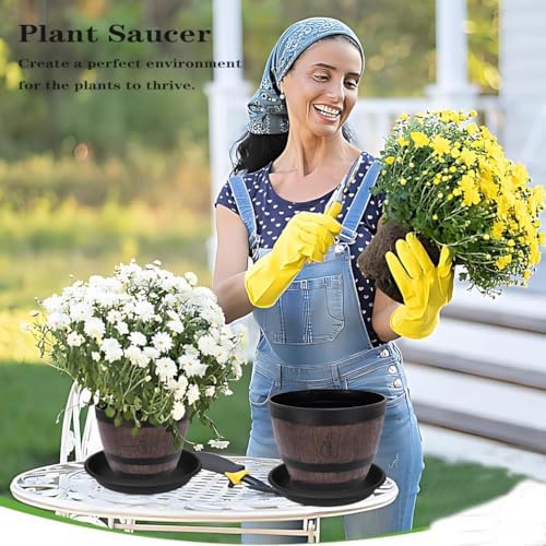 6 Pack Plant Saucer 10 inch, Heavy Duty Plastic Plant Saucers 10 inch, Durable Plant Tray for Pots, Flower Saucers for Indoors, Plant Pot Saucers, Trays for Planter 8"/9"/10" (Black) - Image 5
