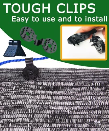 Black 30% Shade Cloth, 20ft x 8ft Sunblock Fabric UV Resistant with Clips - Image 3